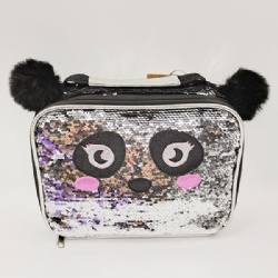 Cartoon Panda Flipping Sequin Insulated Lunch Bag