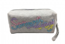 Soft fabric embroidery & print makeup bag