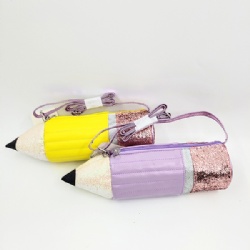 PU Glitter Pencil Shape Tote Bag