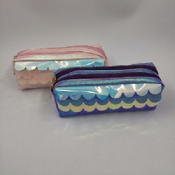 Two Zips Large Capacity PU Pencil Case