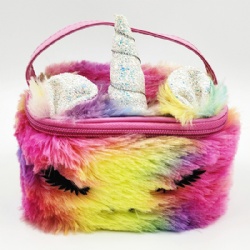 Unicorn Furry Fluffy Plush Cosmetic Bag